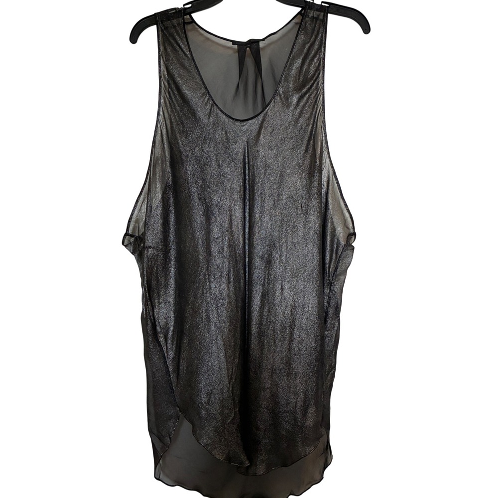 Beautiful People Celestial Sleeveless Top Women Size M Silk Black Sheer Ethereal